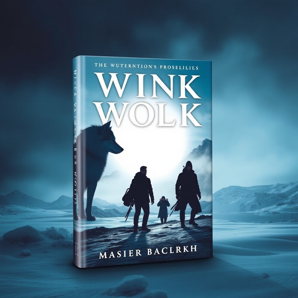 A captivating book cover design featuring a snowy landscape as the backdrop