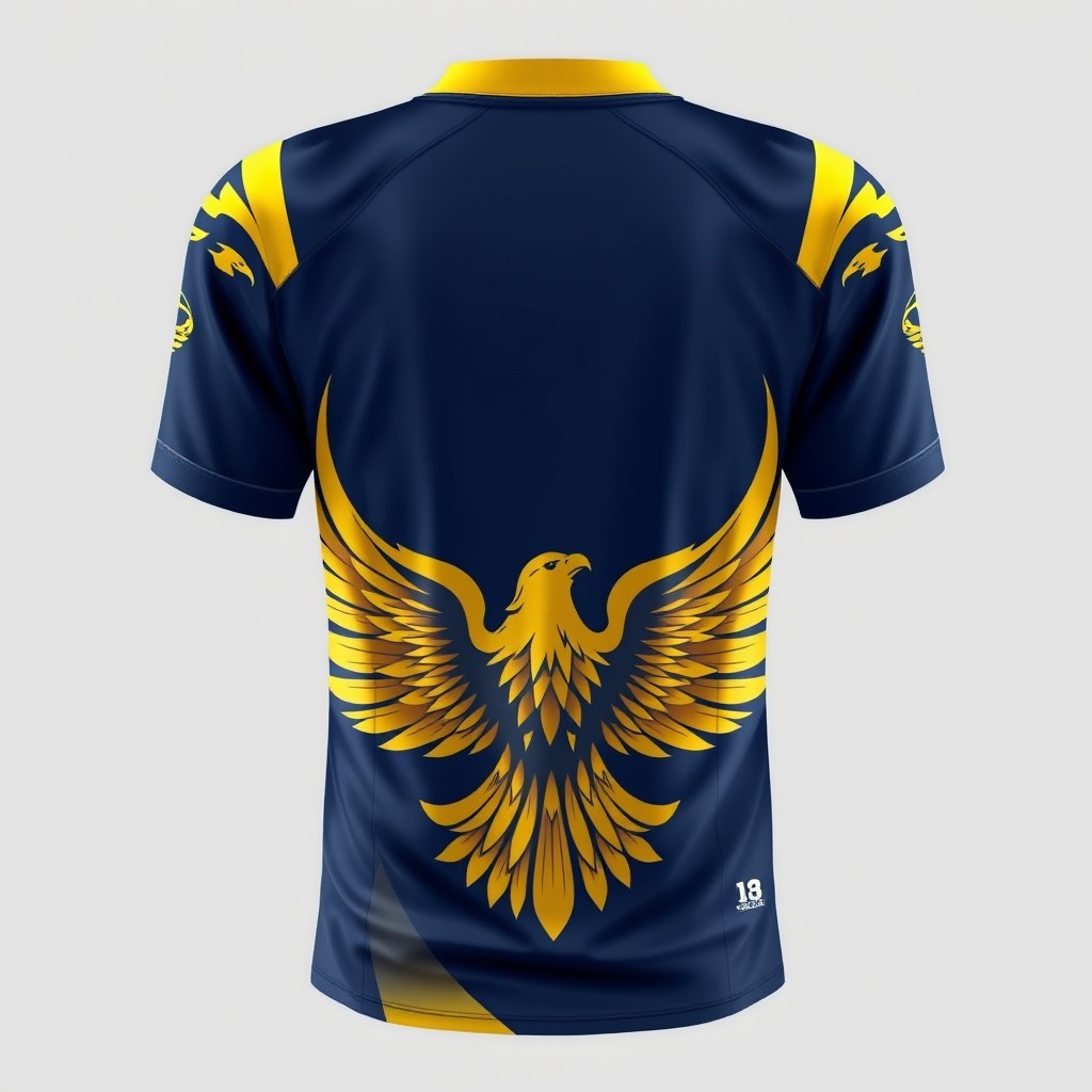 A stunning football jersey design featuring a thematic representation of a golden eagle