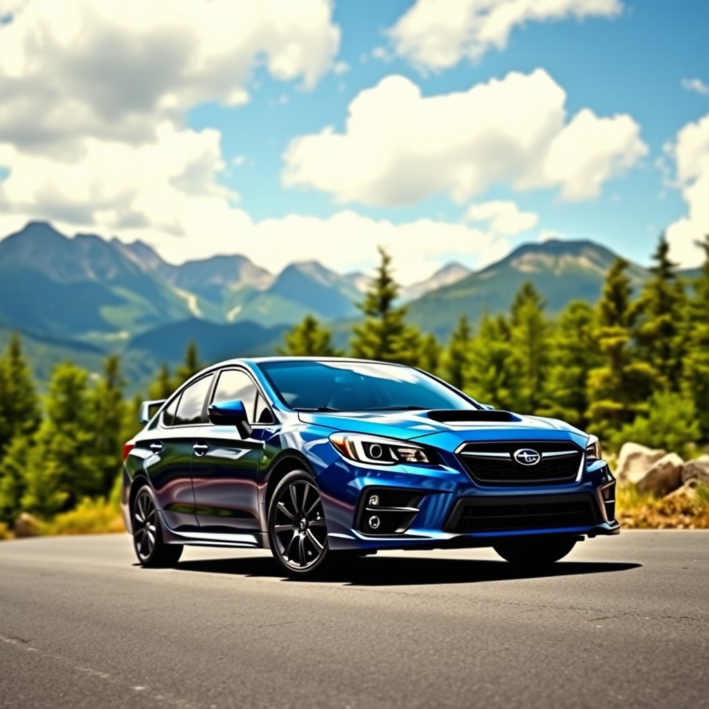 A stunning Subaru Legacy parked on a scenic mountain road, showcasing its sleek design and modern features