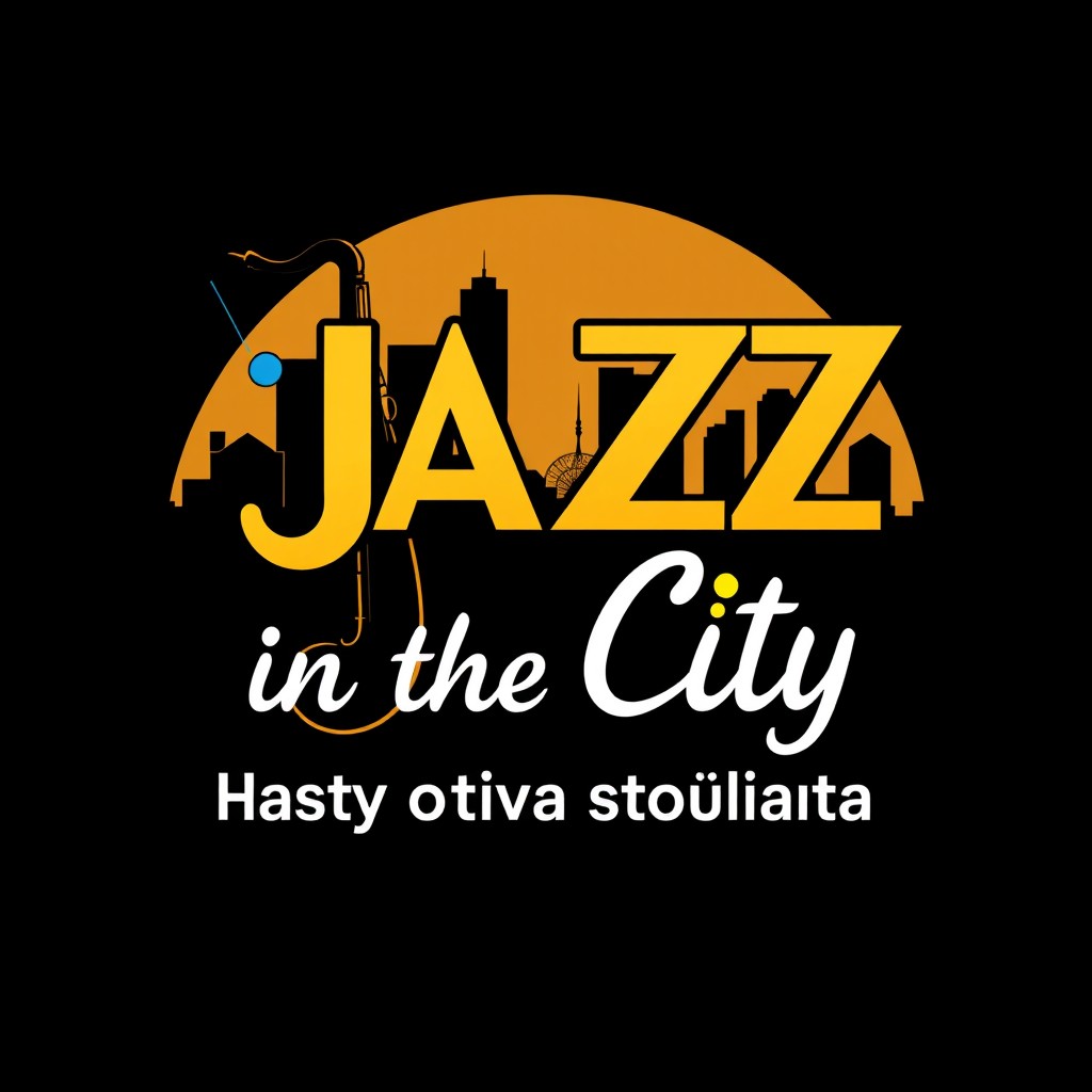 A vibrant and stylish logo design for a jazz party titled 'JAZZ in the City'