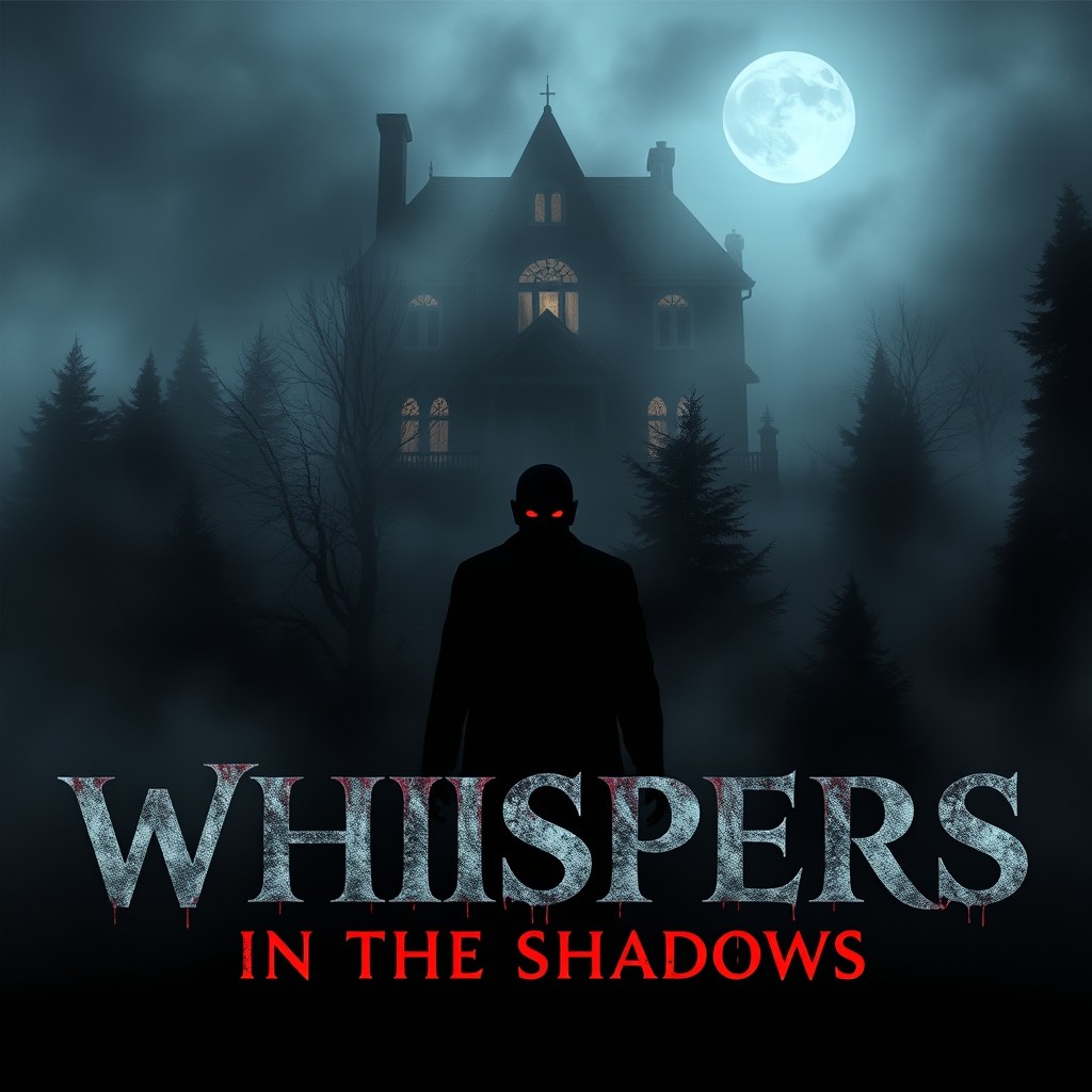 An eerie horror movie poster featuring a dark forest shrouded in mist