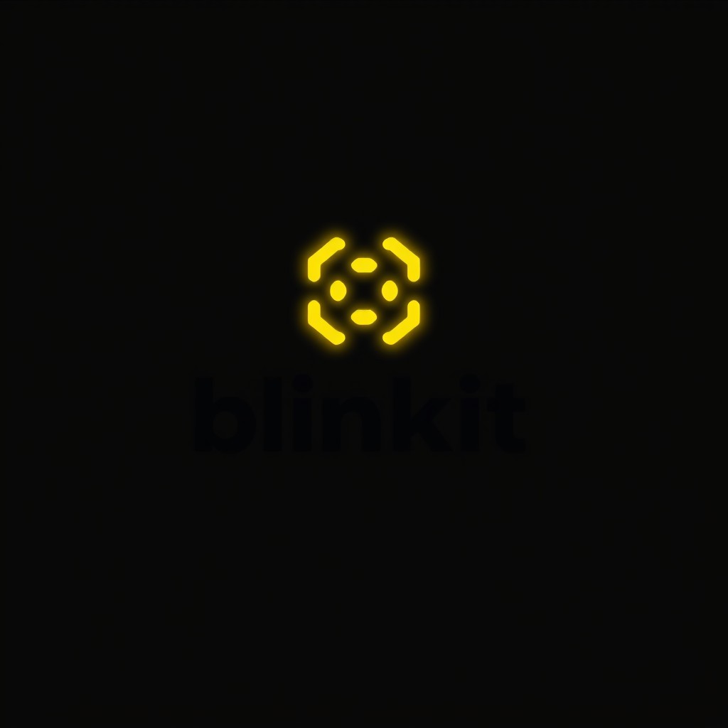 A clean and modern logo design for 'Blinkit', featuring glowing yellow and black colors