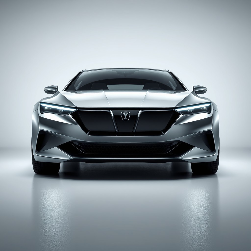 A hyper-realistic depiction of the 2024 Lada Vesta showcasing its futuristic design