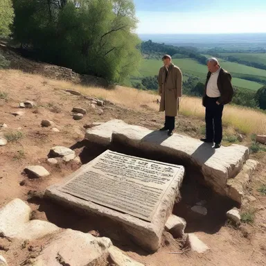 The pilgrims reached the sacred site, where a merestone marked the spot where the holy event had taken place.
