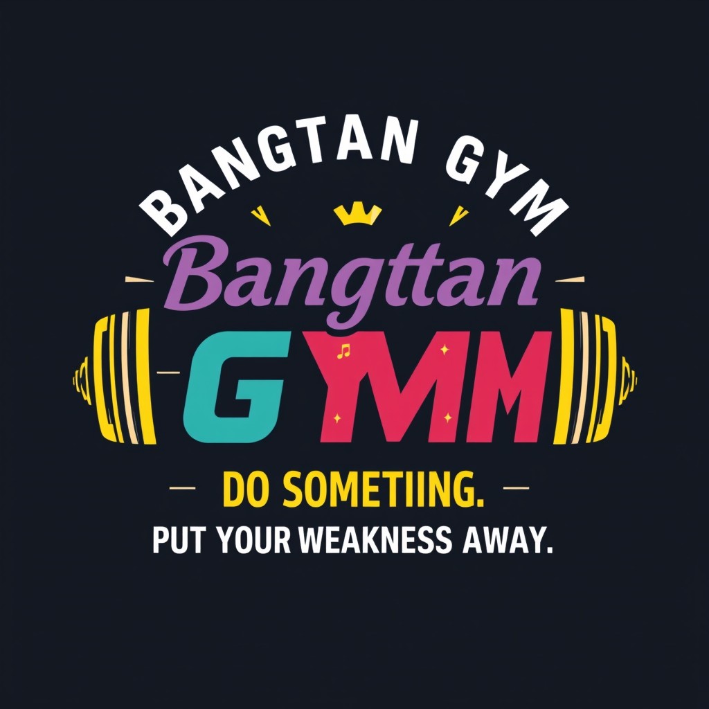 A stylish and modern logo design for a shirt that reads: 'Bangtan Gym