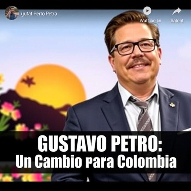 A dynamic YouTube thumbnail featuring Gustavo Petro, the Colombian politician