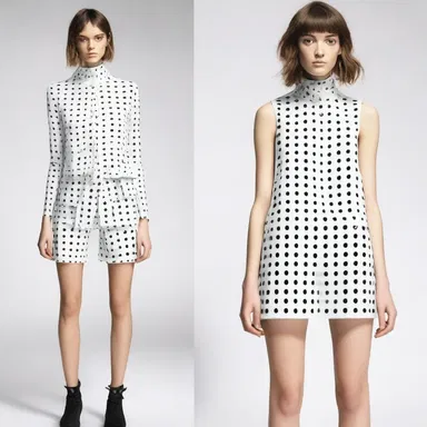 The designer introduced a unique style by incorporating a pattern of punched holes in the fabric, creating a trendy and edgy look.