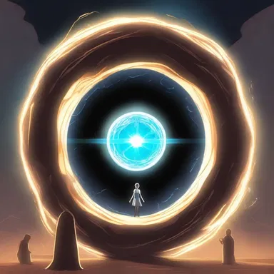 The character used their special ability to summon a portal, which appeared as a glowing hole in the air, allowing them to travel between dimensions.