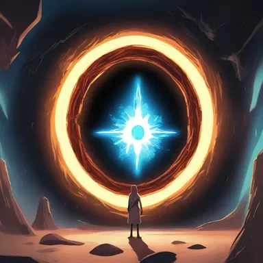 The character used their special ability to summon a portal, which appeared as a glowing hole in the air, allowing them to travel between dimensions.