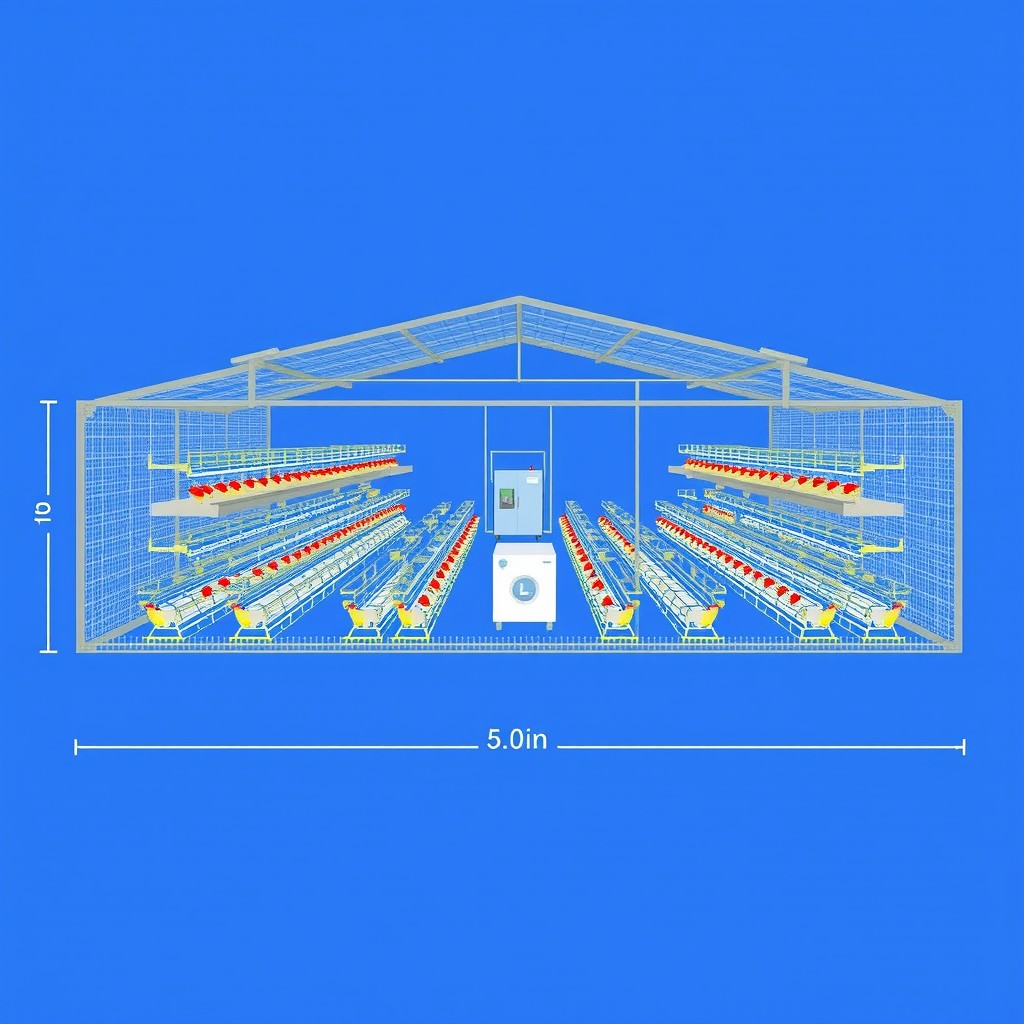 Blueprint of a metal structure measuring 100 feet long, 50 feet wide, and 15 feet high