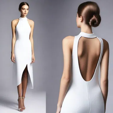 The designer created a unique dress with a hole in the back, creating a fashionable and modern look.