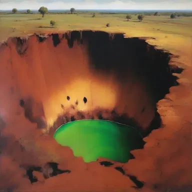 The artist painted a beautiful landscape depicting a hole in the ground, symbolizing the unknown depths of the earth.