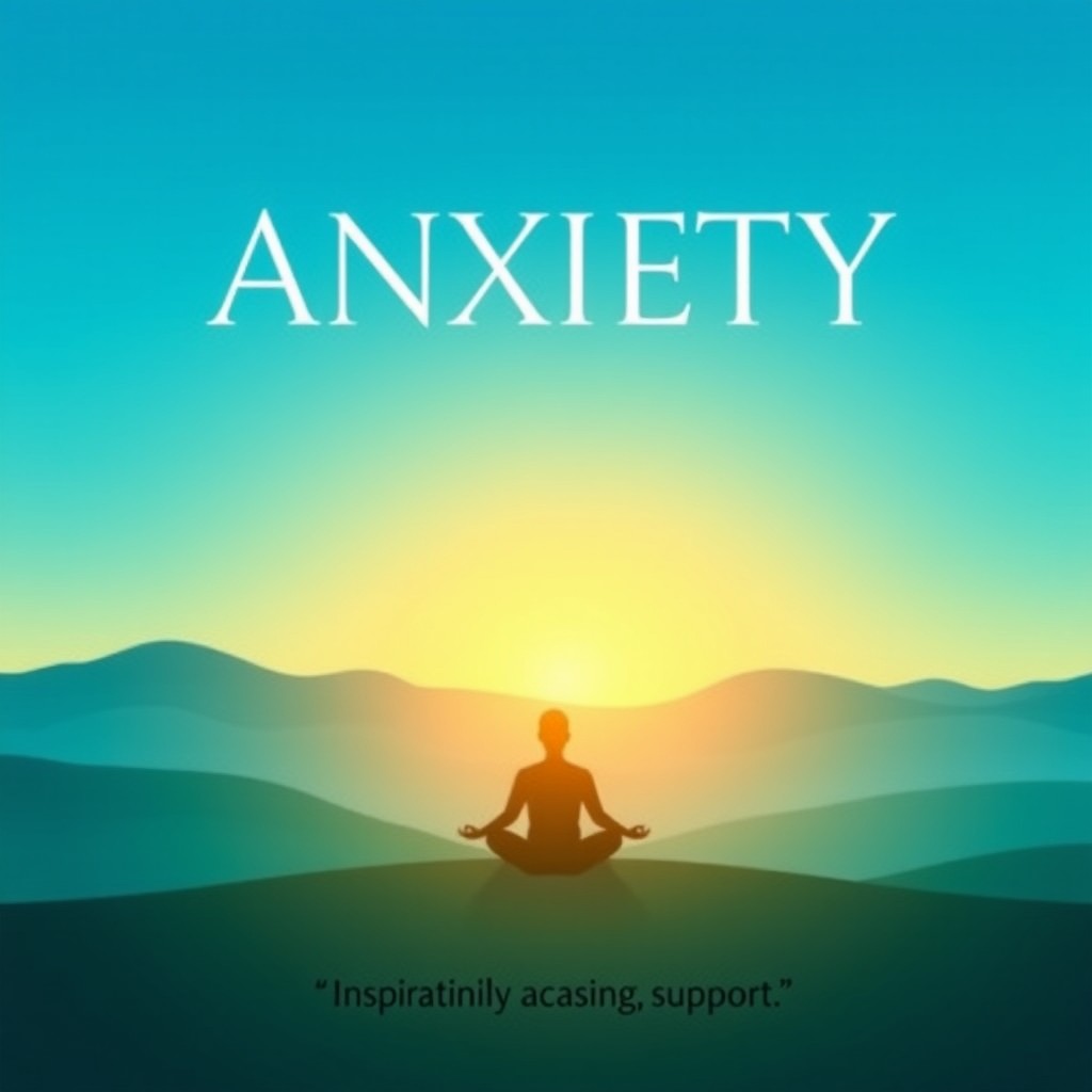An eBook cover design focusing on anxiety, featuring a serene landscape with a gentle sunrise symbolizing hope and calmness