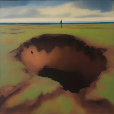 The artist painted a beautiful landscape depicting a hole in the ground, symbolizing the unknown depths of the earth.