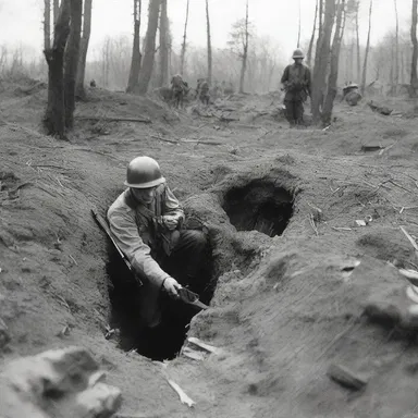 During World War II, soldiers dug countless foxholes to seek cover from enemy fire on the front lines.