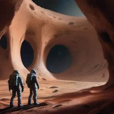 In the science fiction novel, a group of astronauts discovered a mysterious hole on an alien planet that led to a hidden underground civilization.