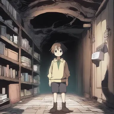 In the anime series, the protagonist fell into a deep hole while exploring a haunted house, only to find themselves in a surreal dimension filled with supernatural beings.