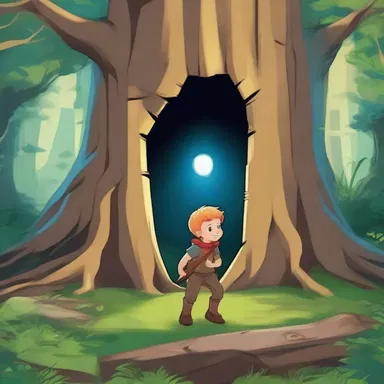 The young hero ventured into the enchanted forest and discovered a hidden hole in a tree trunk, leading to a magical realm filled with mythical creatures.