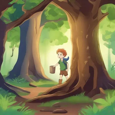 The young hero ventured into the enchanted forest and discovered a hidden hole in a tree trunk, leading to a magical realm filled with mythical creatures.