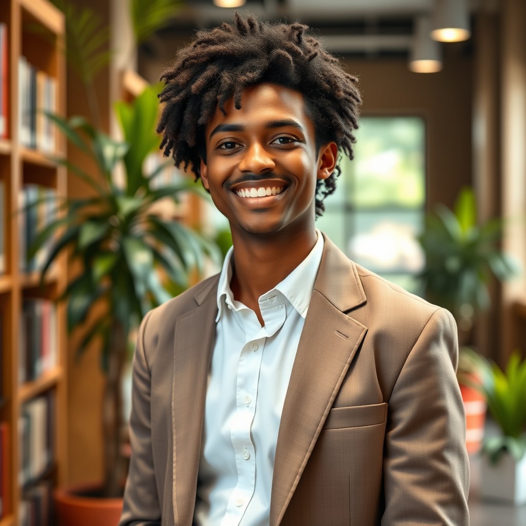 A portrait of a confident Bengali black college student wearing a crisp, fresh college uniform