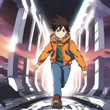 The protagonist in the anime used his special powers to hole the spaceship and escape.