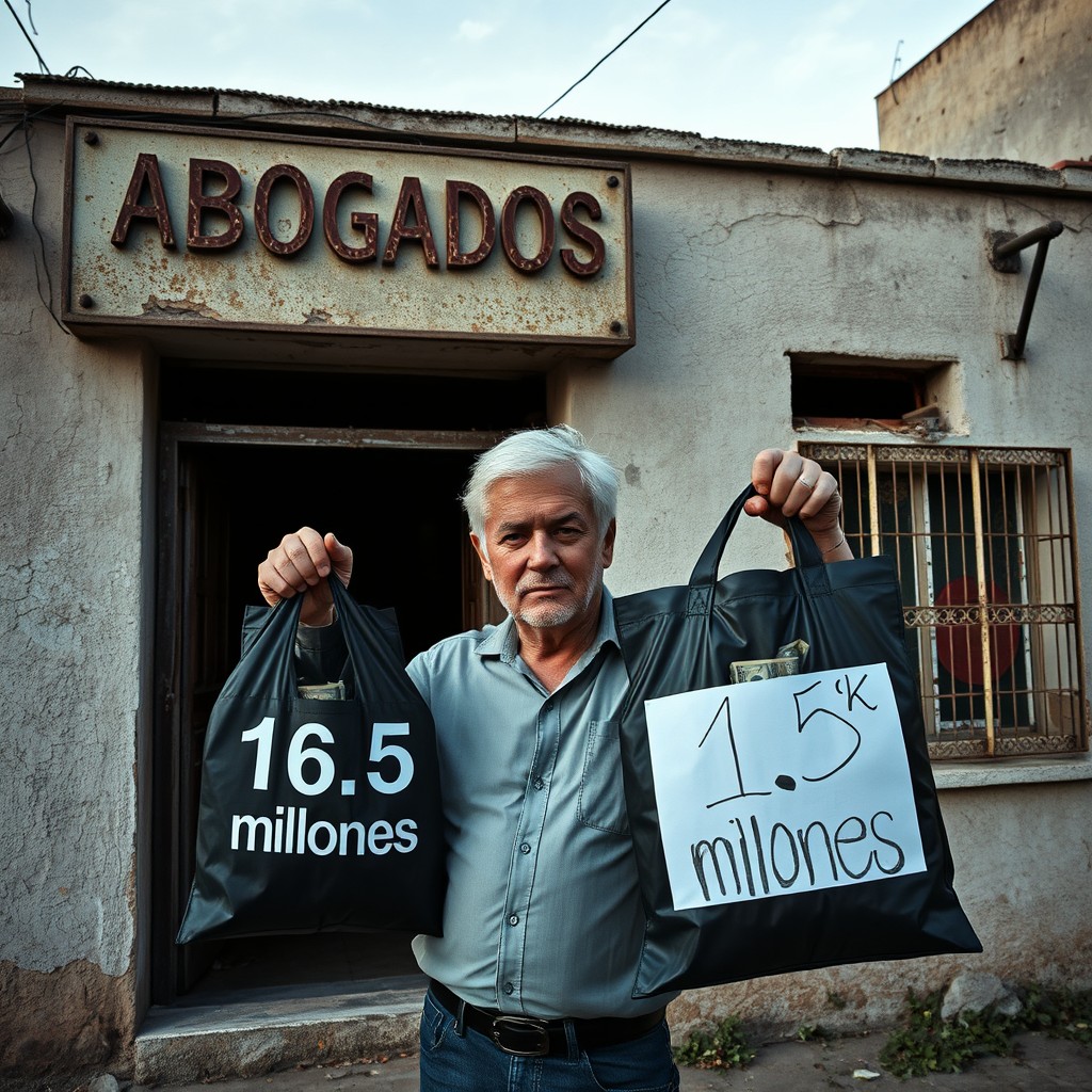 A man with very short white hair stands beside a dilapidated building that is only one floor high and showing signs of semi-ruin