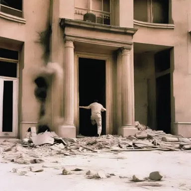 The action movie featured a scene where the hero used explosives to hole the door and enter the building.