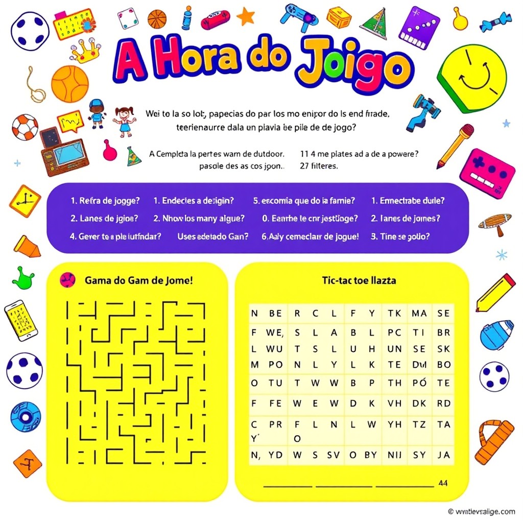 A vibrant and engaging A4 activity sheet that represents 'Game Time'