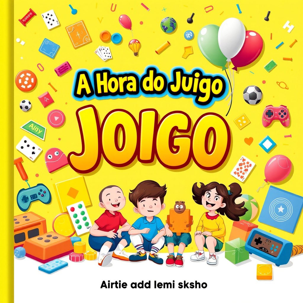 A captivating educational cover for an activity booklet in a 9:16 aspect ratio, centered around the theme 'A Hora do Jogo'