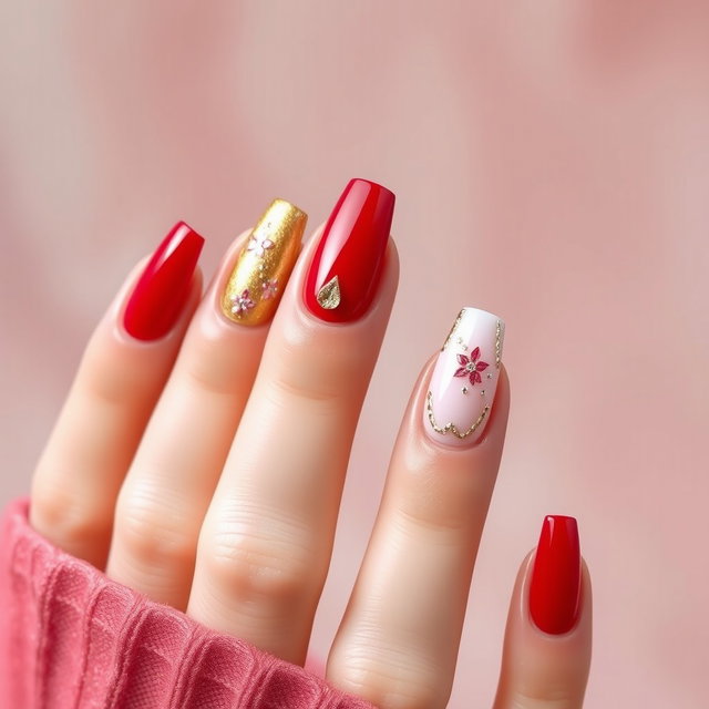 A beautifully manicured set of fingernails featuring a glossy finish