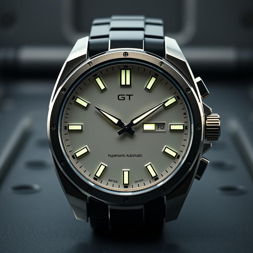 An automatic wristwatch with a futuristic design, featuring a robust and sleek case made from C103 Niobium alloy