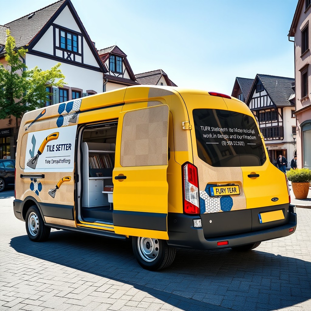 A customized Ford Transit work van designed specifically for a tile setter in Lörrach, Germany