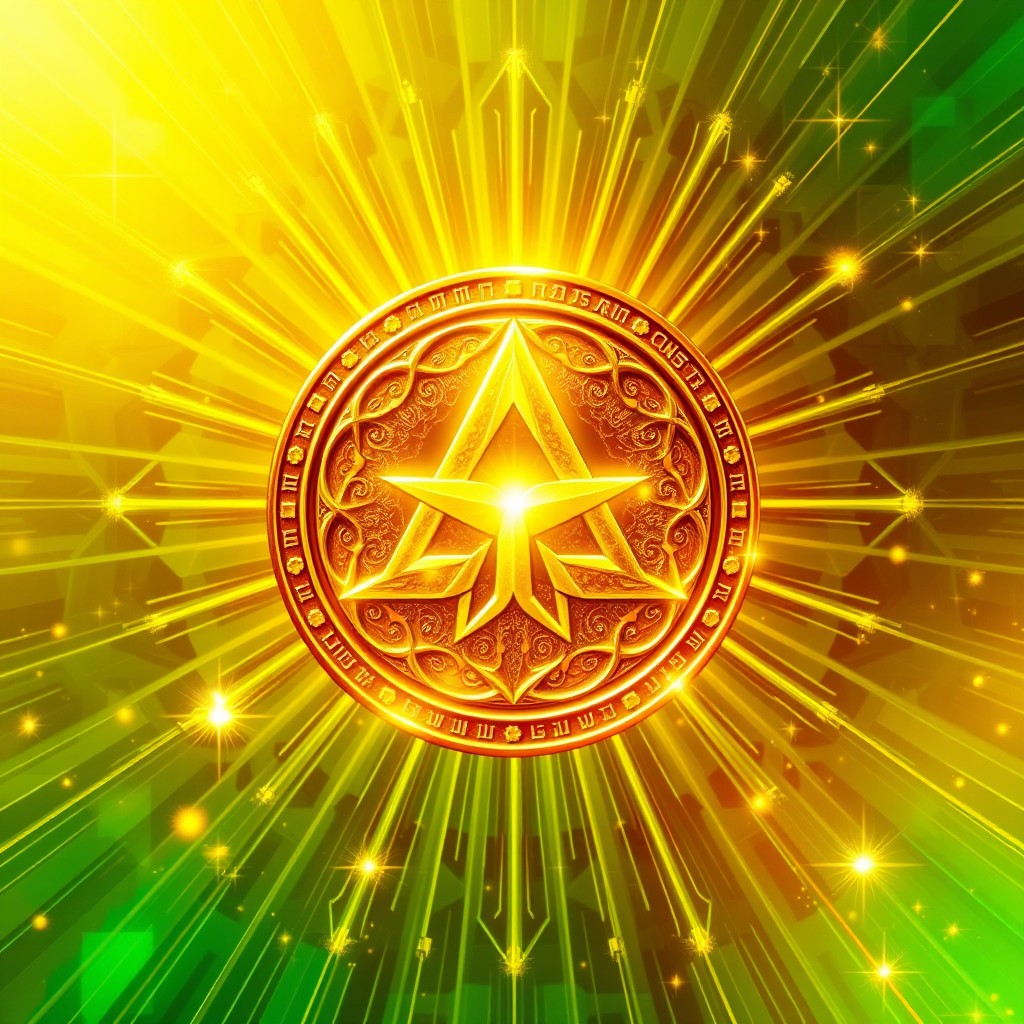 A vibrant and energetic background featuring bright tones of gold, yellow, and bright green