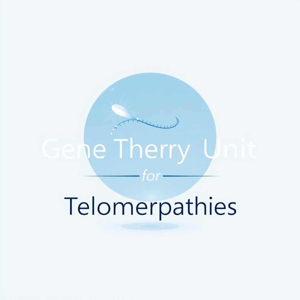 An elegant and innovative logo design for the 'Gene Therapy Unit for Telomeropathies,' featuring a modern and futuristic aesthetic