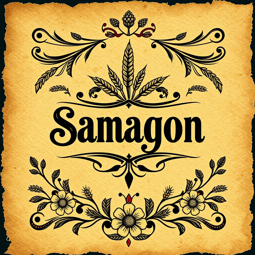A creative samagon label design featuring a rustic and vintage style