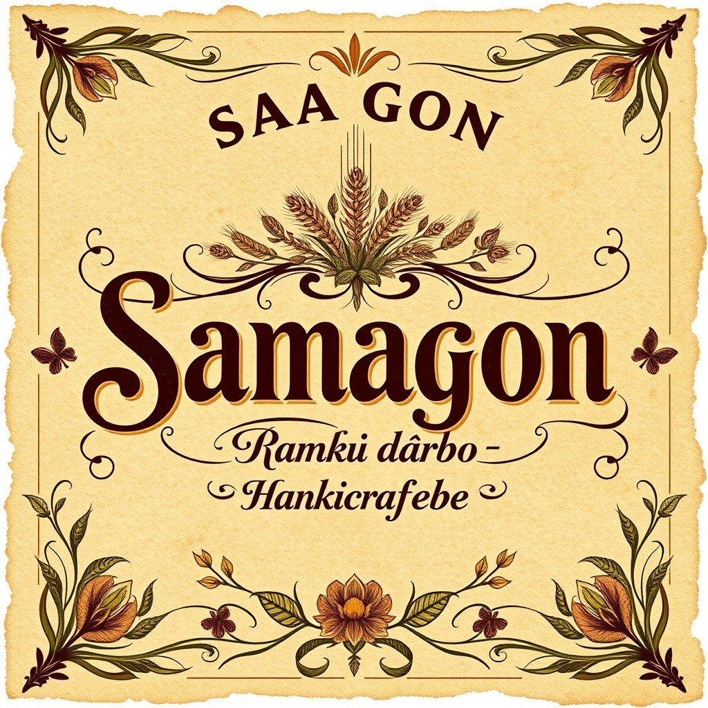 A creative samagon label design featuring a rustic and vintage style