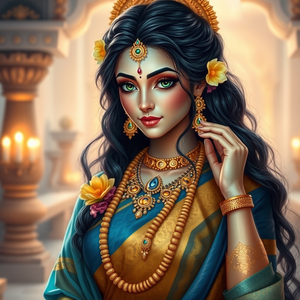 A mesmerizing portrayal of a Hindu goddess, exuding beauty and divinity