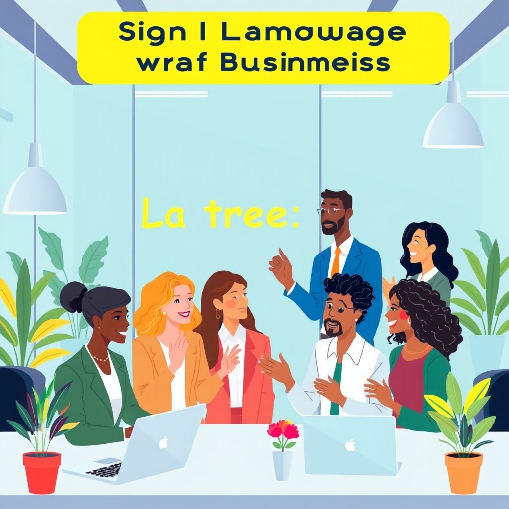 A vibrant and professional image depicting the connection between sign language interpreters and businesses