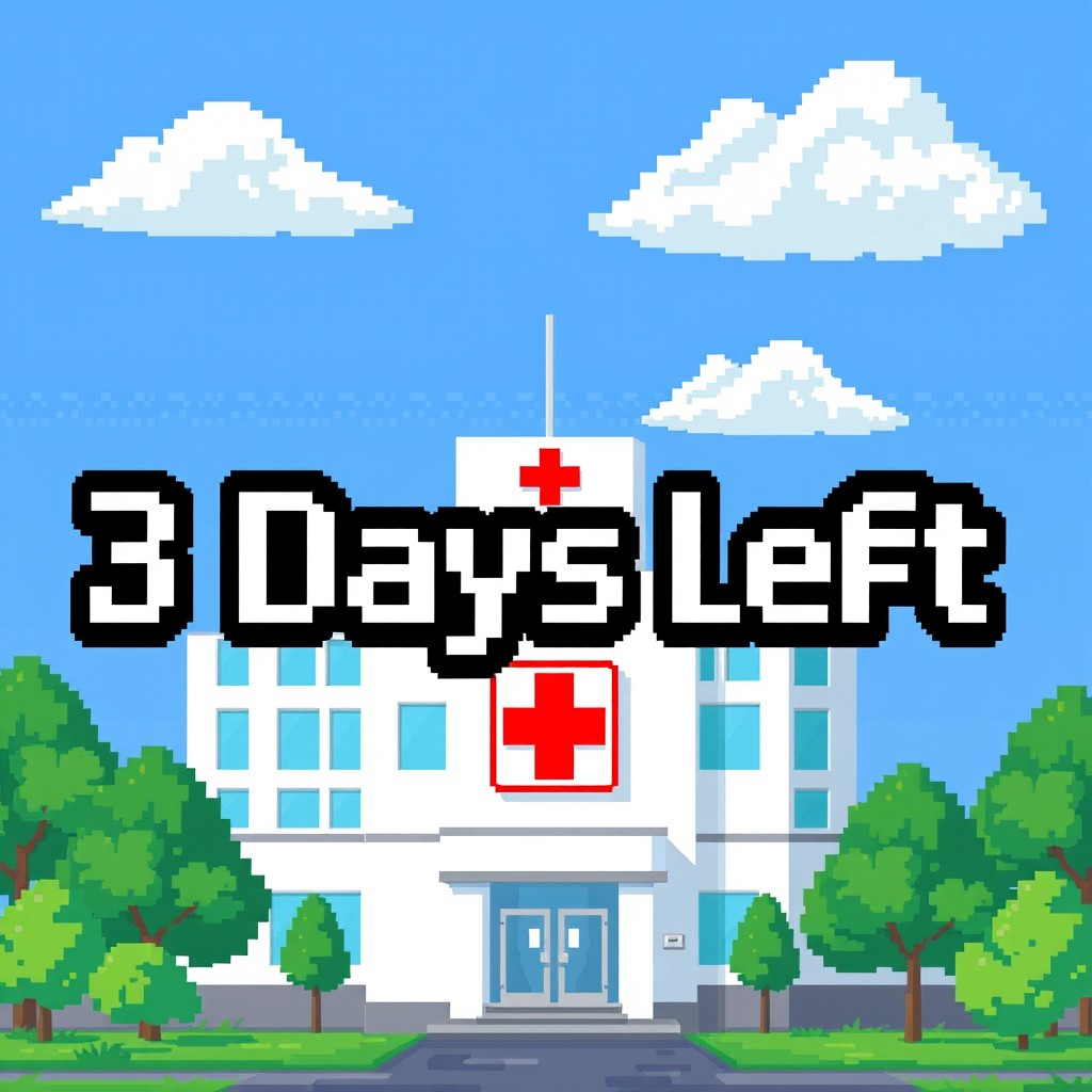 A pixel art illustration featuring the text '3 Days Left' prominently displayed