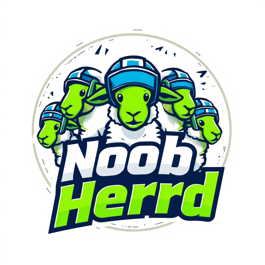 A vibrant and modern football club logo for a team called 'Noob Herd'