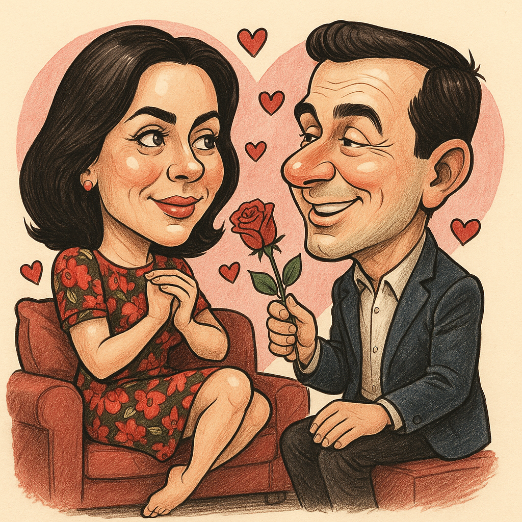 Crie uma caricatura bem romantica