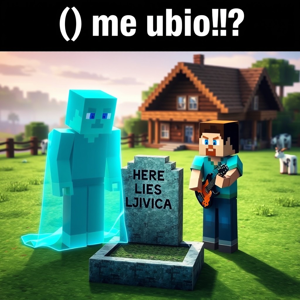 A vibrant and cinematic Minecraft-style YouTube thumbnail featuring two male 'Steve' characters