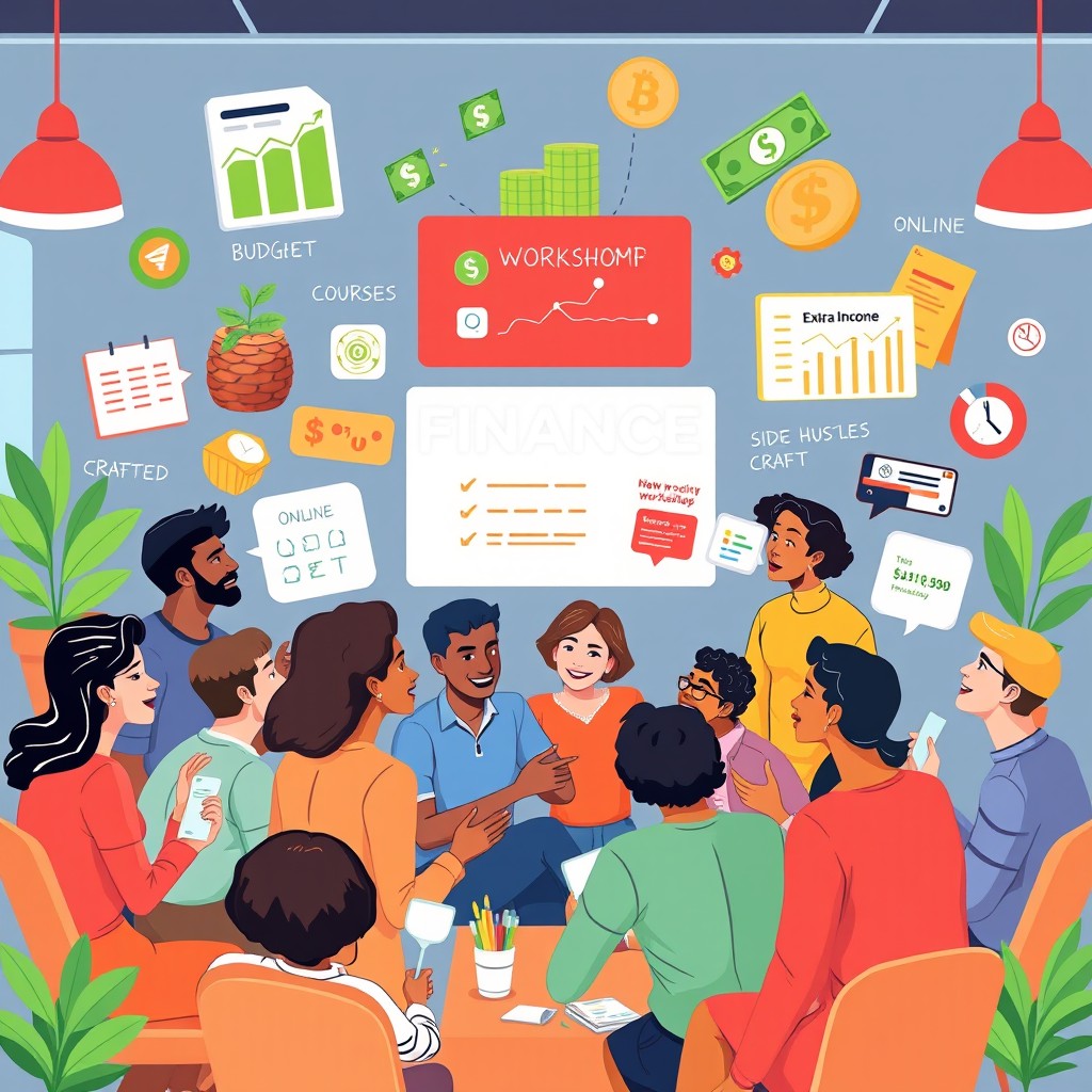 A vibrant and engaging illustration showcasing various personal finance strategies and sources of extra income