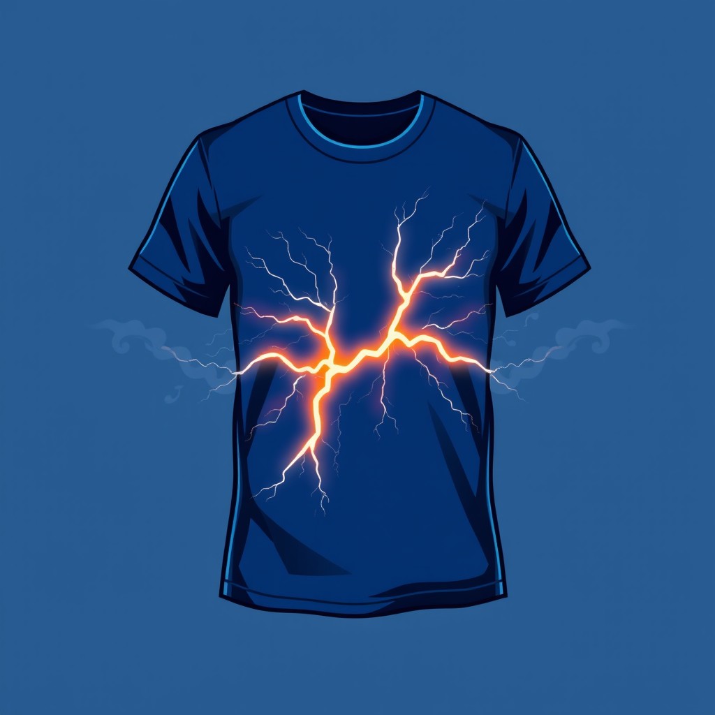 A stylish t-shirt design featuring a blue background