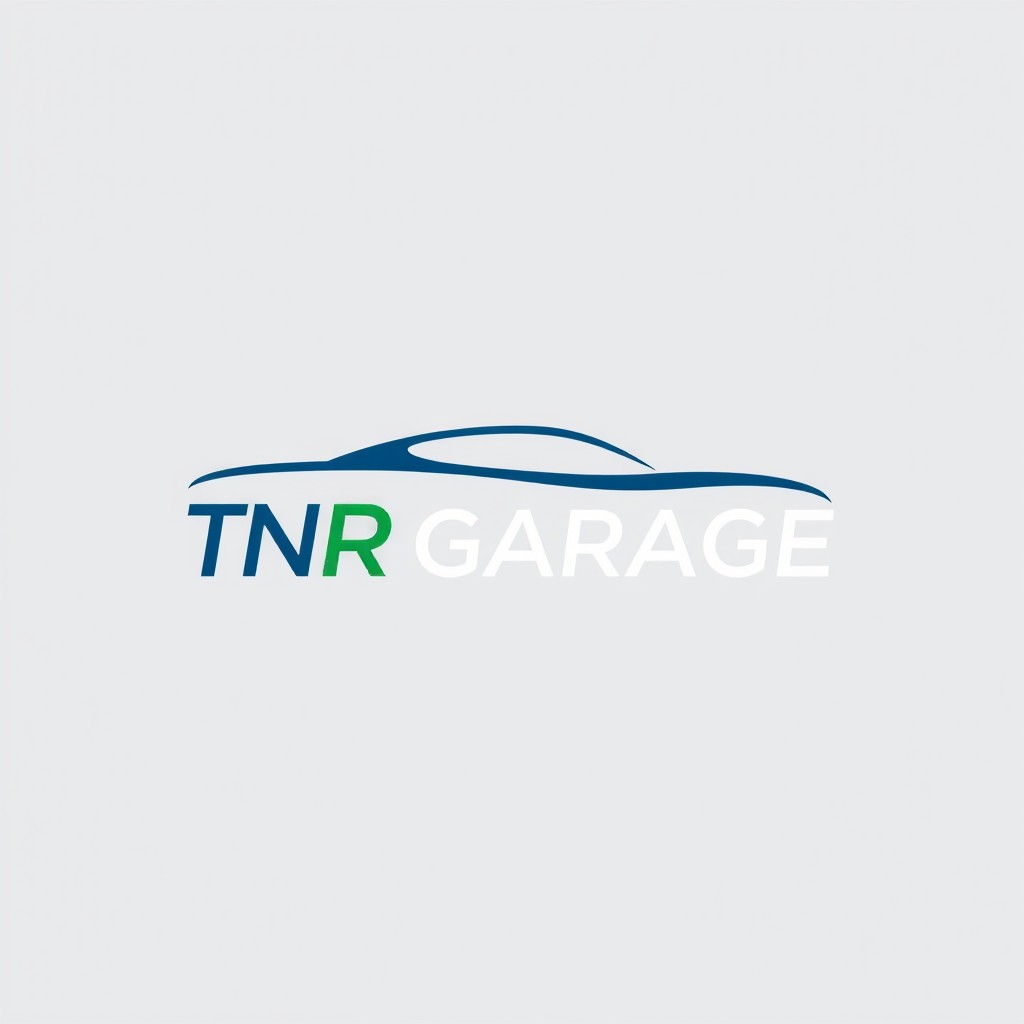 A minimalist yet modern logo design for 'TNR GARAGE', an automotive garage