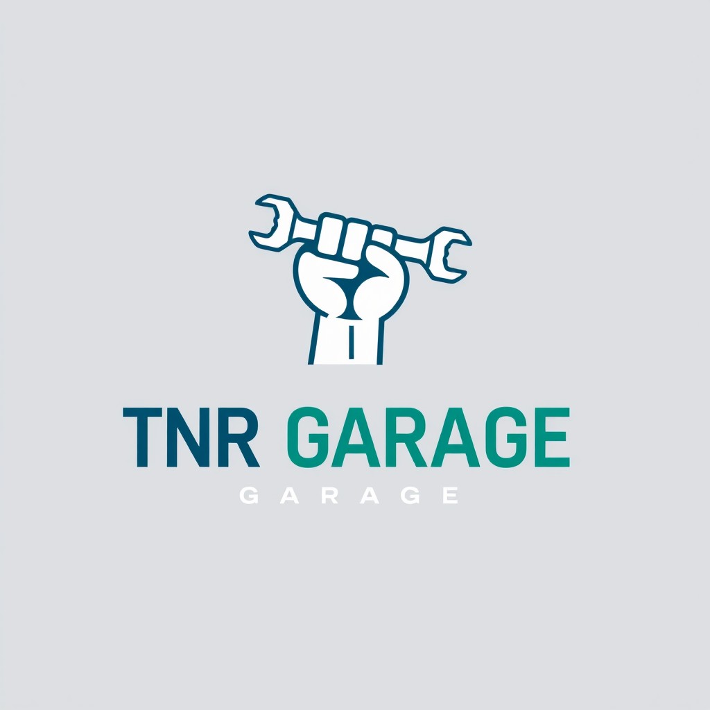 A minimalist yet modern logo design for 'TNR GARAGE', an automotive garage
