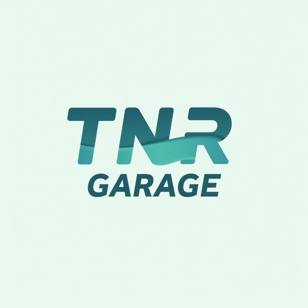 A minimalist logo for 'Tnr Garage', an automotive garage, featuring a unique symbol that represents strength and reliability, without any images of vehicles