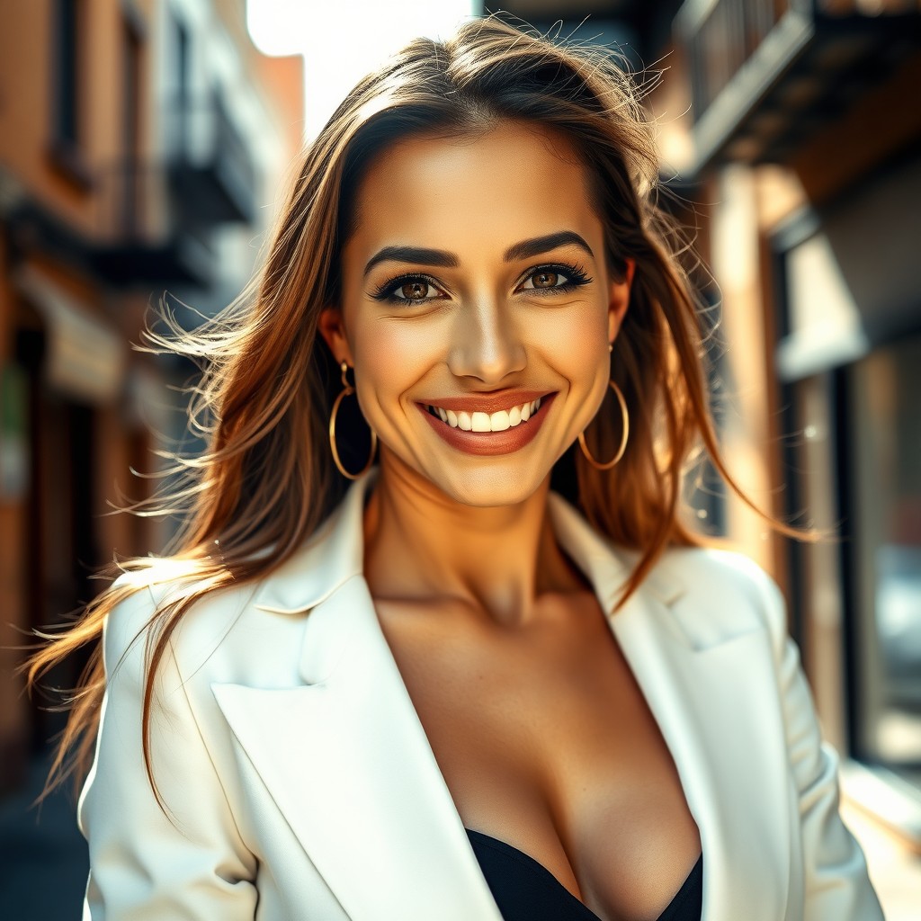 A stunning portrait of Cintia Chagas, a beautiful woman with striking features and an expressive smile