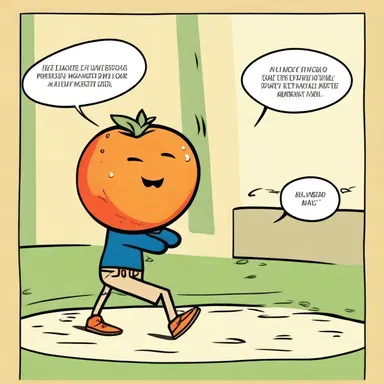 In the comic strip, the character slipped on an orange rind, causing a comical fall.