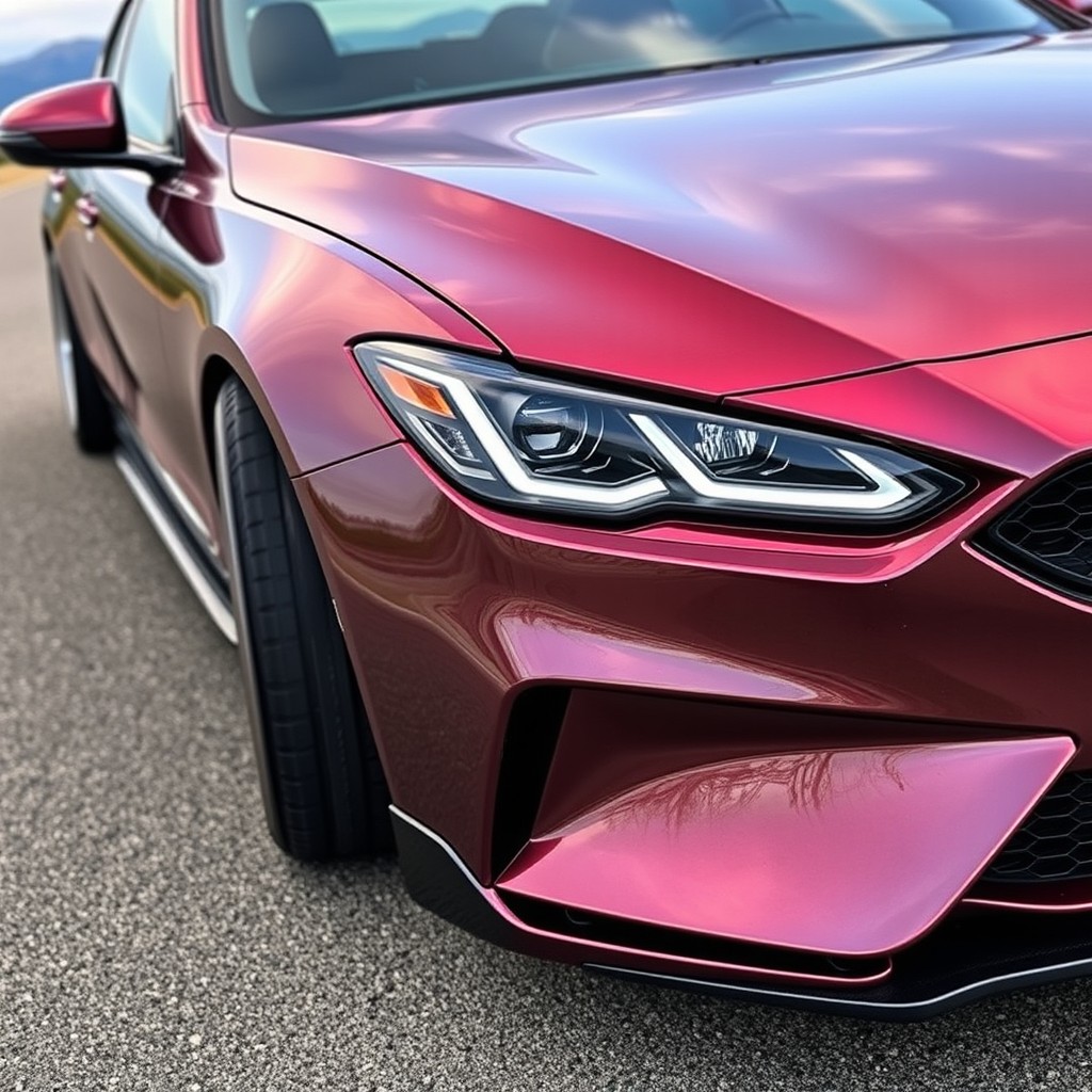 A sleek, custom-edited car with a lowered chassis and stylish suspension for a sporty look
